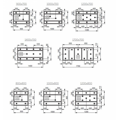 Set de 6 pieds réglables pour receveurs Ultra Flat S Position pieds ultra flat