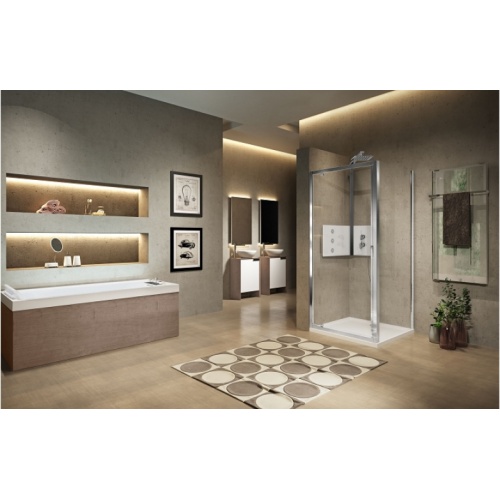 Porte de douche pivotante LUNES 2.0 G 100 cm - Transparent - Silver chr