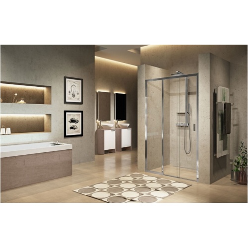 Paroi de douche 2 portes coulissantes + 1 fixe LUNES 2.0 3PH 80 cm - Transparent - Silver - Ouv. Gauche 0 3ph transparent chromé gauche