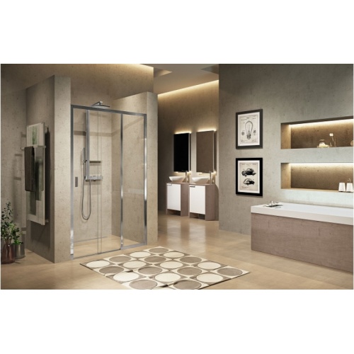 Paroi de douche 2 portes coulissantes + 1 fixe LUNES 2.0 3PH 100 cm - Transparent - Chromé - Ouv. Droite 0 3ph transparent chromé droite