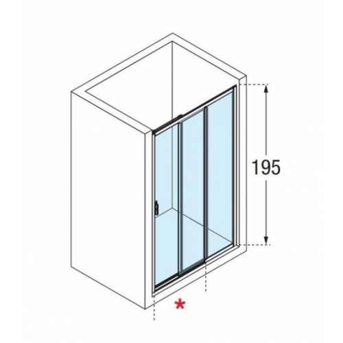 Paroi de douche 2 portes coulissantes + 1 fixe LUNES 2.0 3PH 140 cm - Transparent - Silver - Ouv. Droite 0 3ph schéma droite