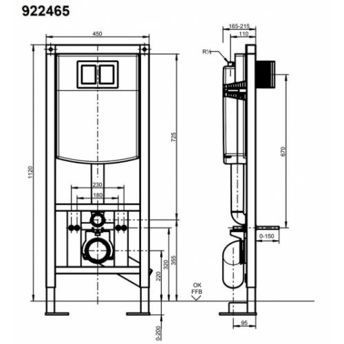 Pack Bâti autoportant ViConnect + Cuvette sans bride Subway 2.0 Graphite avec plaque E200 Blanc Bâti viconnect 9224 65