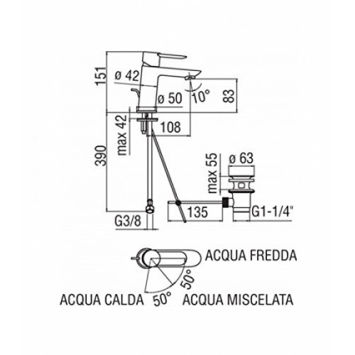 Mitigeur Lavabo monocommande SAND - SAE99118/1CR Sae99118 1cr