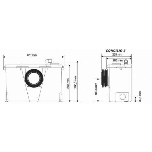 Broyeur WC, Douche, Lavabo, Bidet - Fabrication Francaise Broyeur schéma concilio3