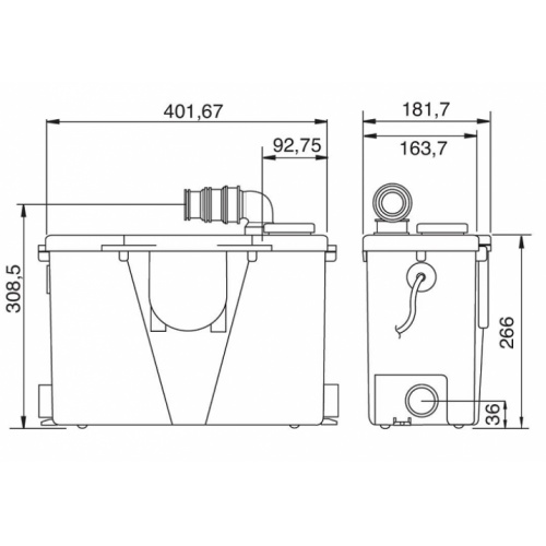 Pompe de relevage pour eaux usées domestiques - Fabrication Française Pompe sfa schéma