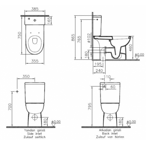 WC à poser PMR rehaussé Conforma sortie duale Pack conforma 9832b003 7200