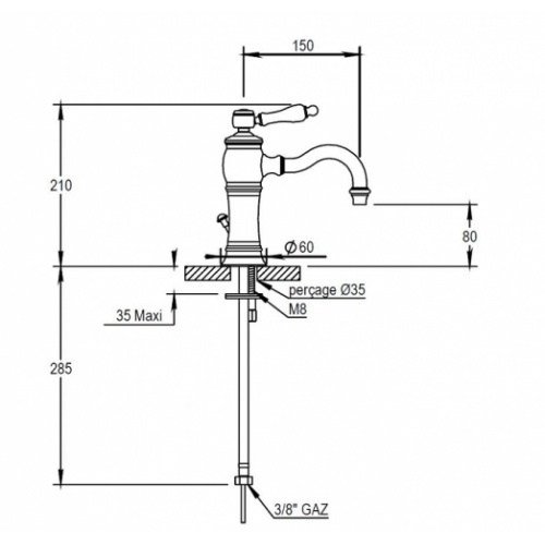 Mitigeur lavabo JULIA bec mobile chromé - 01.708 CH 01 708 schéma