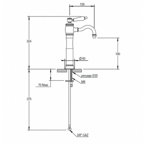 Mitigeur lavabo réhaussé bec - 01.719 NB 01 719 schéma