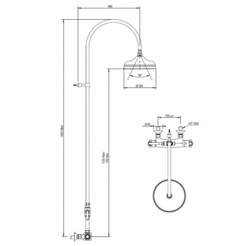 Colonne de douche mitigeur thermostatique Julia Nickel brillant - 01.796 NB 01 796 schéma