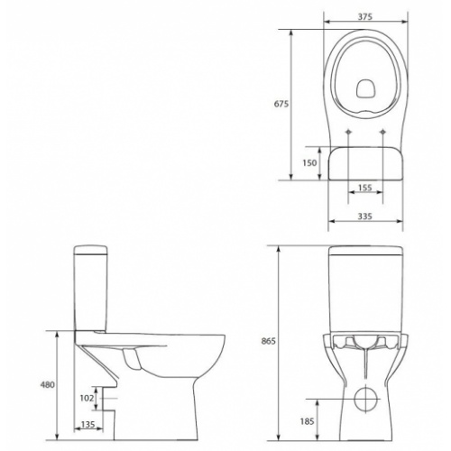 Pack WC au sol surélevé PMR sans Bride - Sortie Horizontale Cote wc pmr