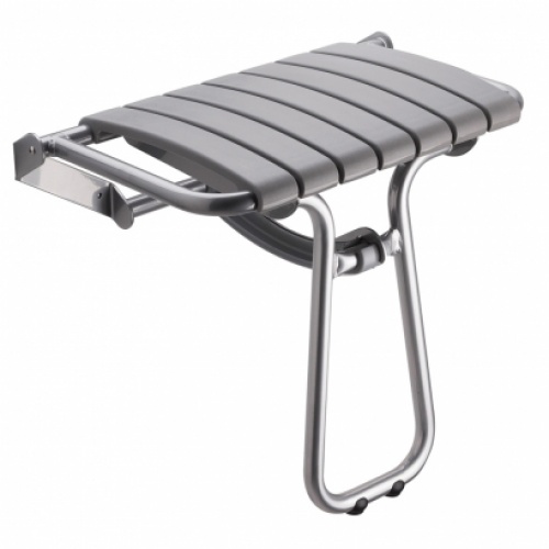 Siège de douche escamotable Assise grande taille - Gris et Gris chrome