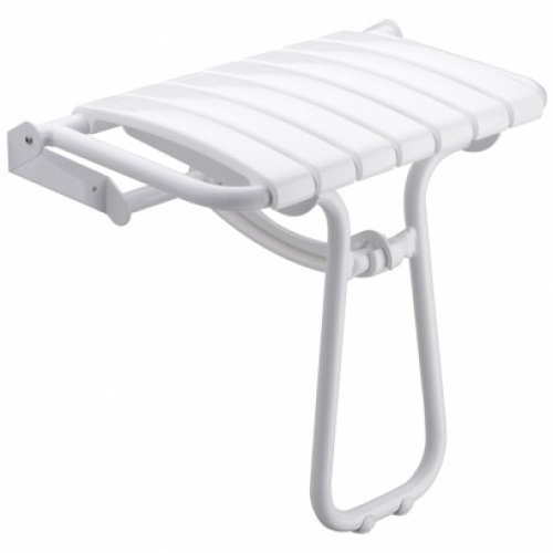 Siège de douche adaptée PMR et Séniors, escamotable Assise grande taille - Blanc