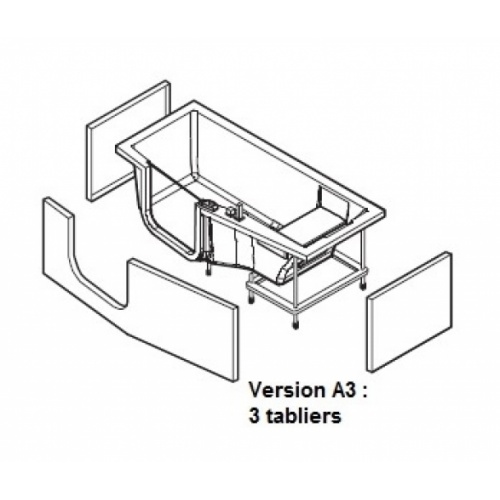 Combiné Bain/Douche IRIS 180x75/85 - Version droite - 3 Tabliers Version a3 tablier frontal+2 latéraux