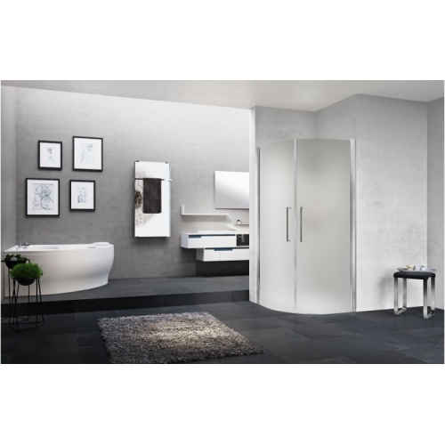 Paroi de douche 1/4 de rond YOUNG R2 LUX - Transparent - Silver - 100x100 cm 0 r2 lux satin