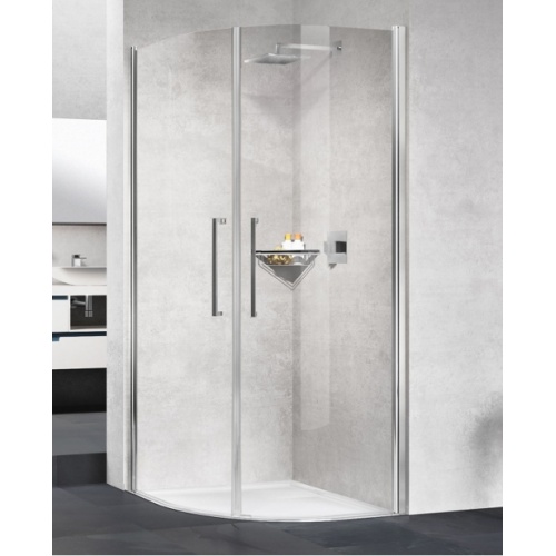 Paroi de douche 1/4 de rond YOUNG R2 LUX - Transparent - Silver - 80x80 cm