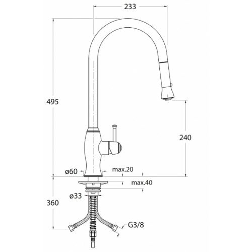 Mitigeur évier rétro CANOVA avec douchette vieux bronze - KA53092 Ka53051 cote