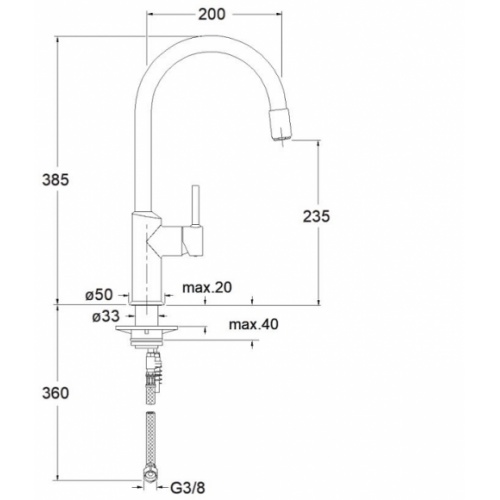 Mitigeur évier CUCINA aérateur amovible - CX50951 Cx50951 schéma