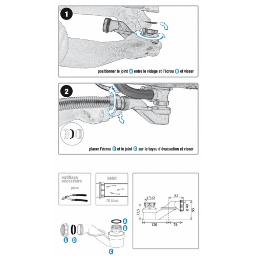 Siphon orientable extra-plat pour baignoire - 560000* 5600 Siphon_notice