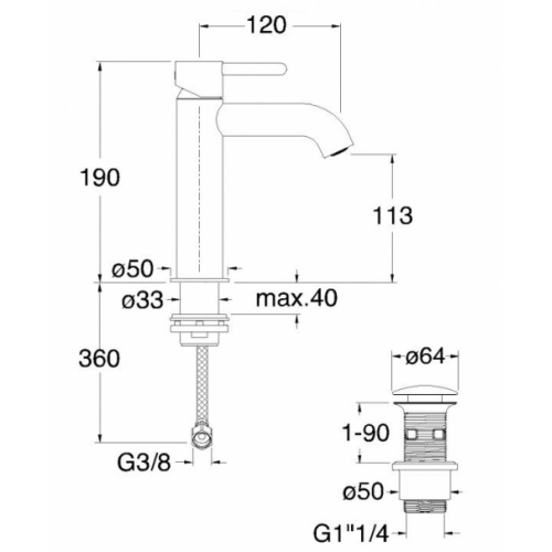 Mitigeur lavabo Inox IX - IX22028 IX22028 Côtes