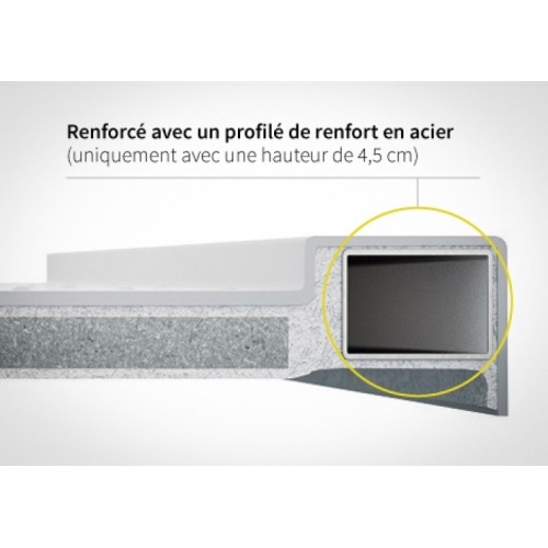 Receveur Olympic Plus Noir - Hauteur 4.5 cm - 120x70 cm Coupe Barre de renfort