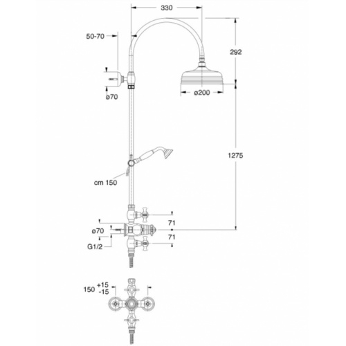 Colonne de douche thermostatique CHAMBORD Chromé CH72351 72351 Schéma