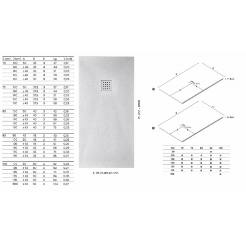 Receveur BASALTO Graphite 180x80cm Basalto Schéma