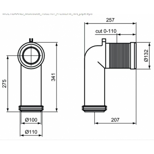 Pipe de raccordement Ø 100 - T002767 Pipe T002767