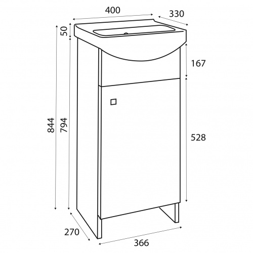 Meuble lave main avec vasque SATI 40 cm Meuble SATI 40