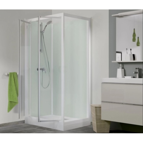 Cabine de douche Kineprime Glass faible hauteur - 2 Portes Pivotantes - 100x80 cm - Mécanique