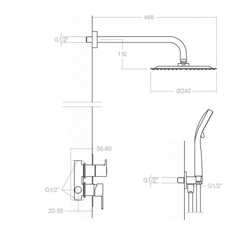 Ensemble de douche encastré BLAUTHERM 941502RP240 (1)