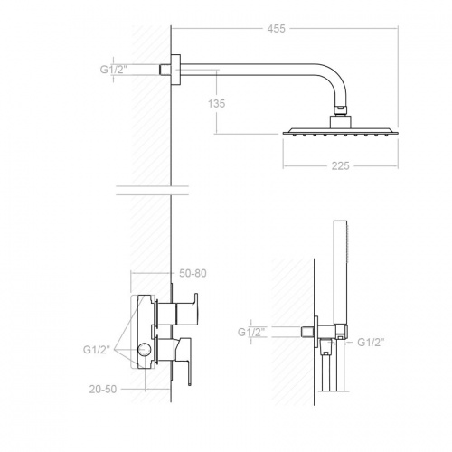 Ensemble de douche encastré BLAUTHERM douche de tête carré-RPK225 941502RPK225 (1)