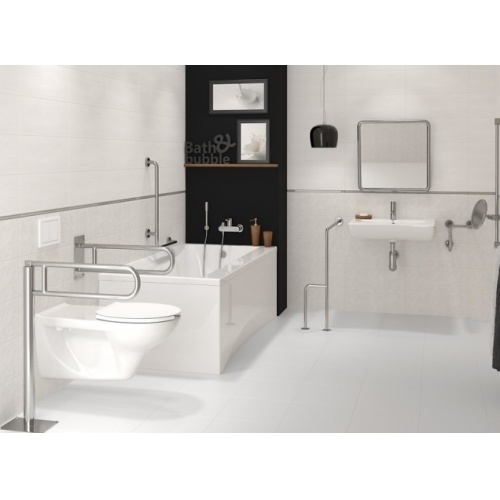 Pack WC Grohe Rapid SL + Cuvette PMR + Plaque Chromé Cuvette PMR Cersanit Ambiance