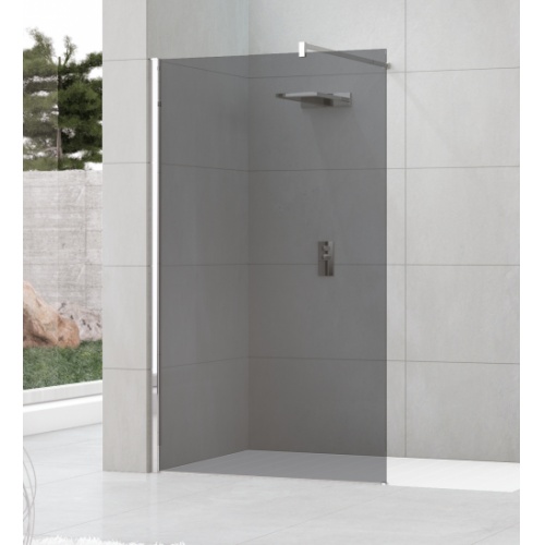 Paroi de douche Fixe KUADRA H FUME 140 cm - Profilé Chromé