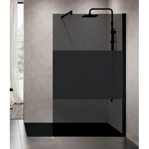 Paroi de douche Fixe KUADRA H FUME Bande noire 120 cm - Profilé Noir