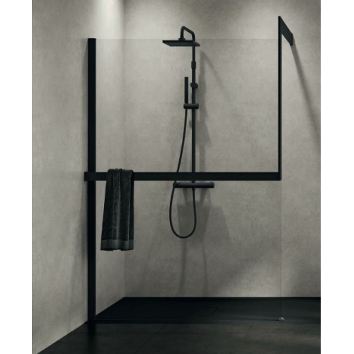 KIT-FRAME - Fixation au mur à Gauche + Porte-serviette - Noir Mat