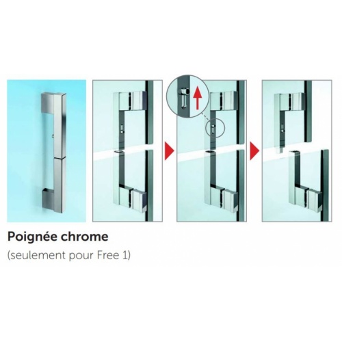 Paroi FREE 1A avec ouverture en 2 parties - Angle 125x125cm Poignée FREE 1