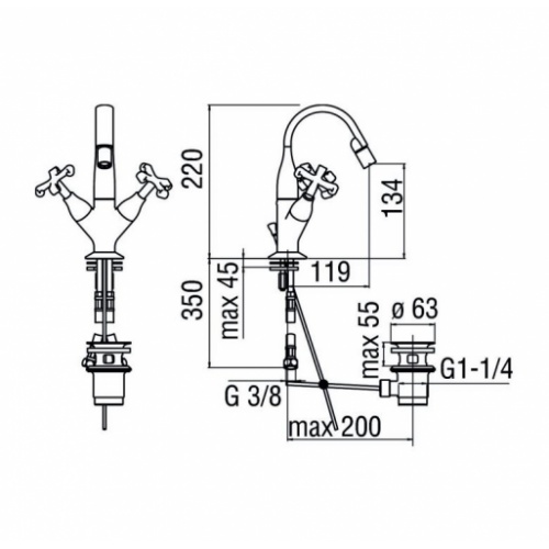 Mélangeur bidet monotrou Carlos Primero Chromé CP219_1 schéma