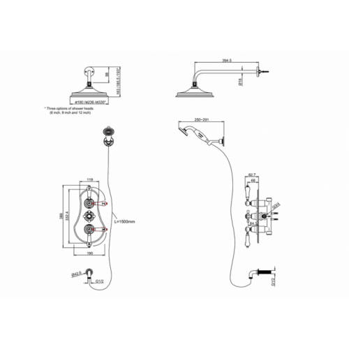 Pack à encastrer douche thermostatique SEVERN - Burlington VF3S-V16_LD