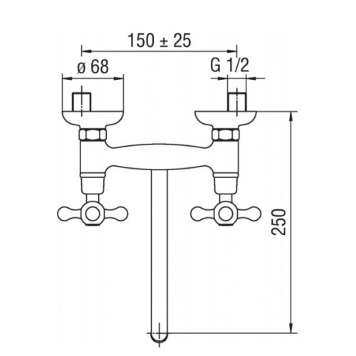 Mélangeur évier mural bec orientable rétro chromé Grazia GRC5003/CR Grazia GRC5003CR Schéma