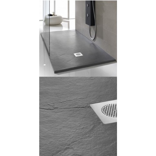 Receveur de douche souple SQUARE DRAIN Anthracite 80x80 cm SolidSoft Graphite Zoom