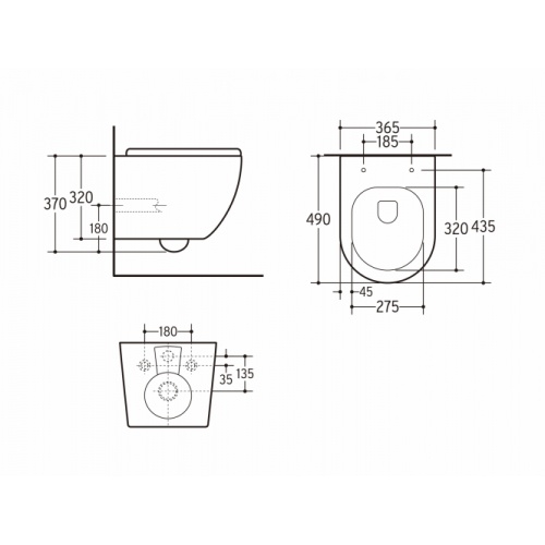 Pack Geberit UP320 + Cuvette sans bride KELOS Blanc + Plaque Sigma Noir CUVETTE Kelos Schéma