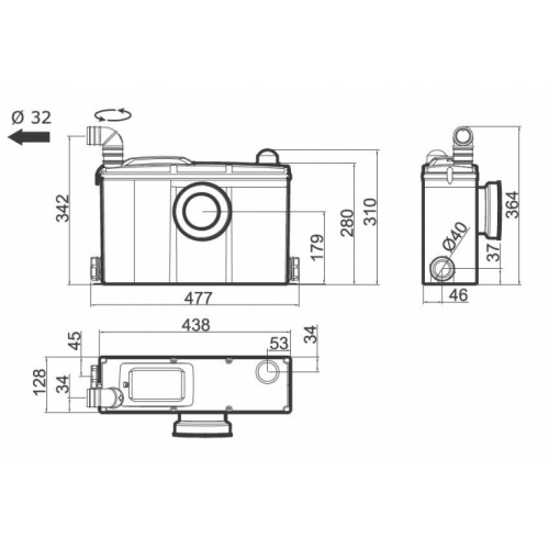 Broyeur WATERWALL adaptable avec bâti-support GROHE Waterwall WATERWAA5518 Schéma