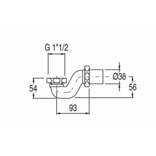 Siphon horizontal en laiton pour vidage baignoire rétro chromé VS48051 Schéma