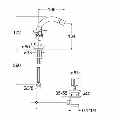 Mélangeur bidet EXECUTIVE chromé - EV11751 EV11751 Schéma