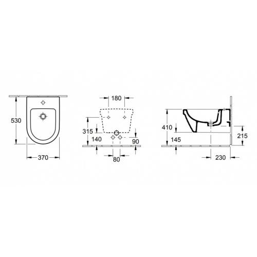 Bidet ovale ARCHITECTURA suspendu Bidet ARchitectura 5484 00 Schéma