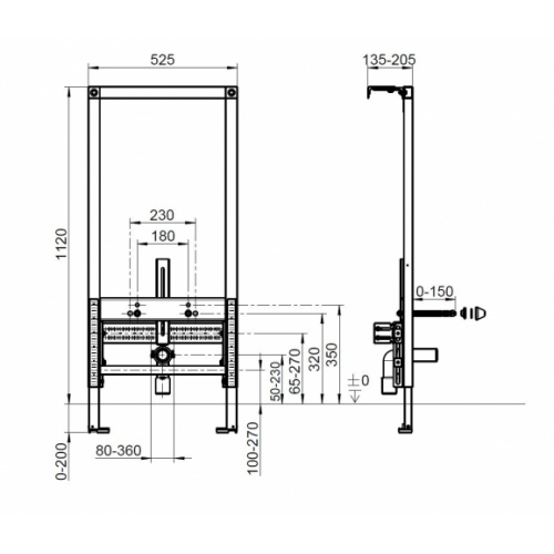 Bâti-support mural VICONNECT pour bidet suspendu Bâti-support pour bidet 922148 Schéma
