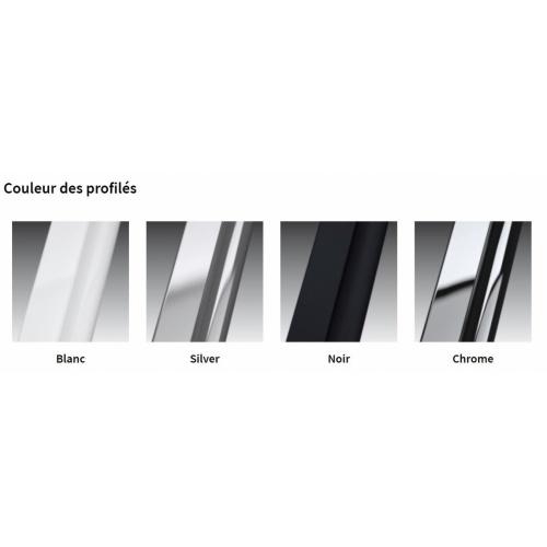 Paroi d'angle ZEPHYROS A 100x100cm - Verre Transparent - Profilés Noir Couleur profilé
