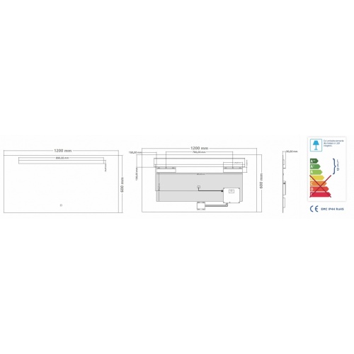 Meuble double vasque LUNA Bois foncé 120cm avec Miroir Kathy Miroir KATHY 120 - Schéma