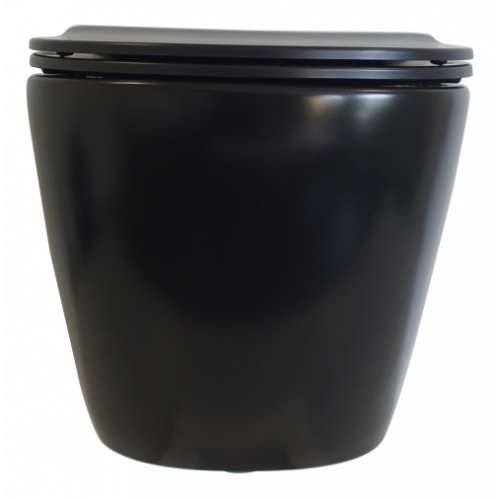 Cuvette suspendue sans bride KELOS Flush Noir Mat avec abattant WCNM-face-ferme