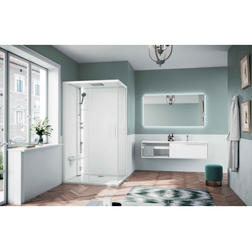 Cabine de douche Hammam GLAX 1 2.0 2P WHITE 120x90 cm - Receveur 11.5 cm - Gauche - Mitigeur Thermostatique